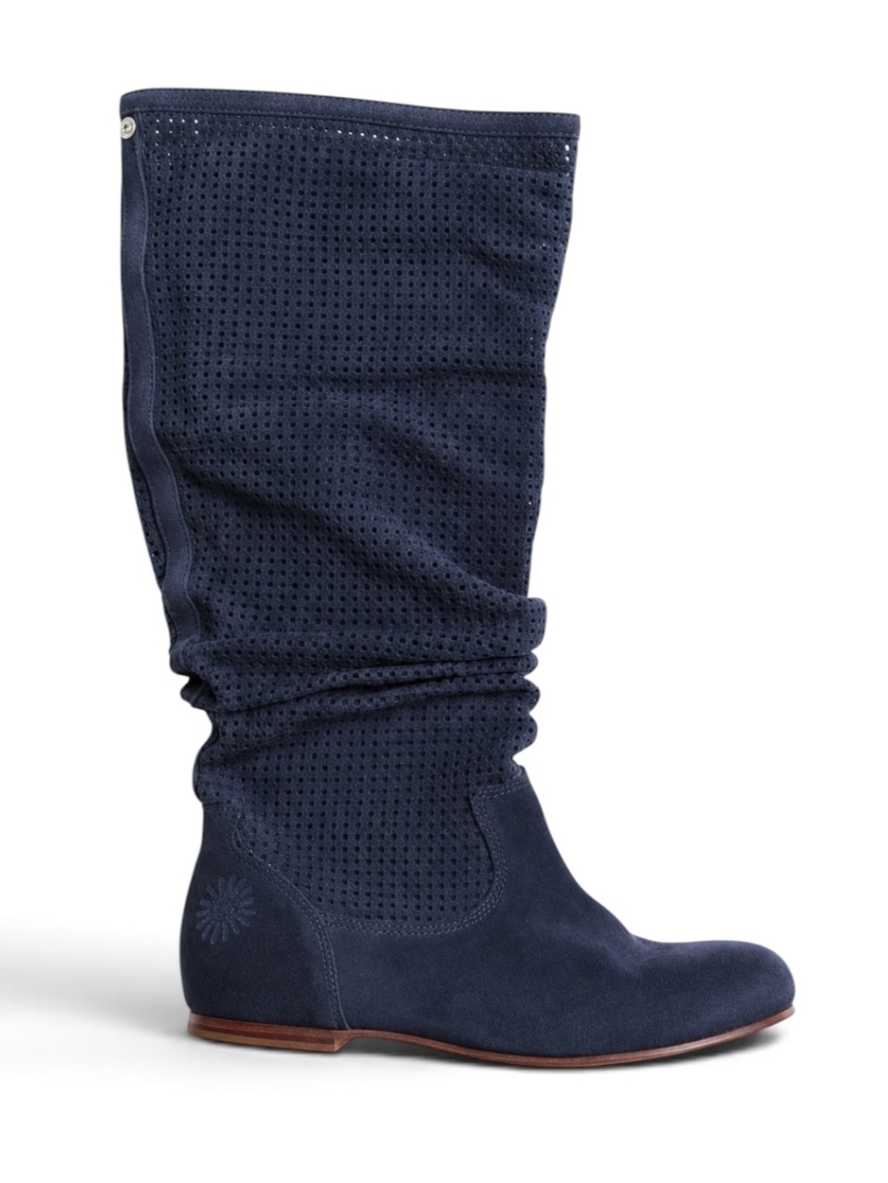 UGG Abilene Perforated Suede Slouch Boots Navy Boho Festival Size 8